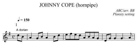 JOHNNY COPE (hornpipe) - staff notation