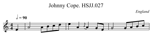 Johnny Cope. HSJJ.027 - staff notation