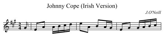 Johnny Cope (Irish Version) - staff notation