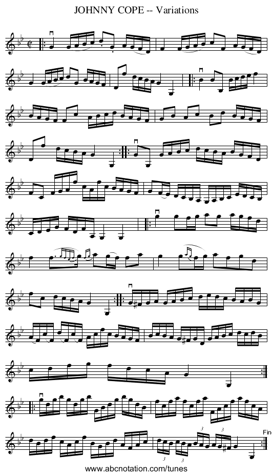 JOHNNY COPE -- Variations - staff notation