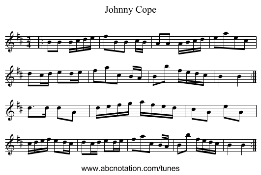 Johnny Cope - staff notation