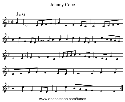 Johnny Cope - staff notation