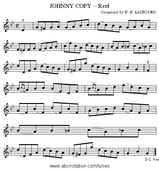 JOHNNY COPY -- Reel - staff notation