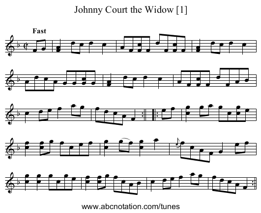 Johnny Court the Widow [1] - staff notation