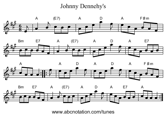 Johnny Dennehy's - staff notation