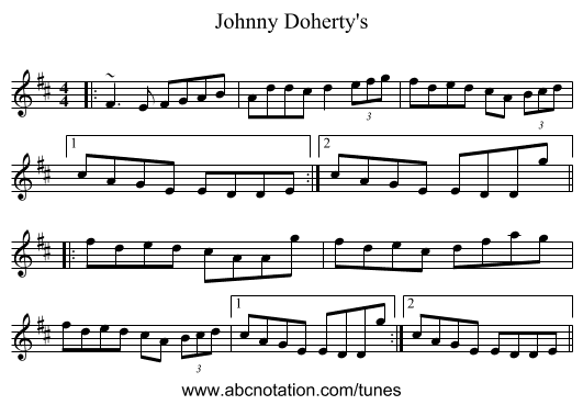 Johnny Doherty's - staff notation