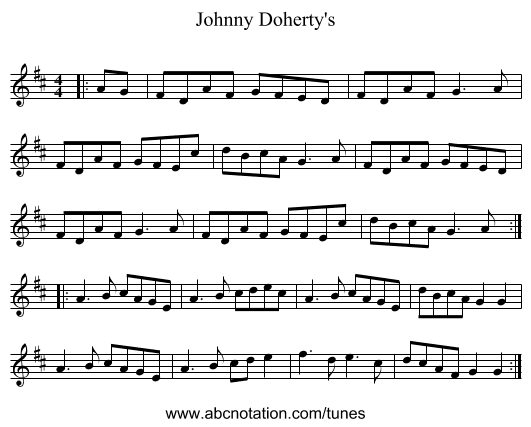 Johnny Doherty's - staff notation