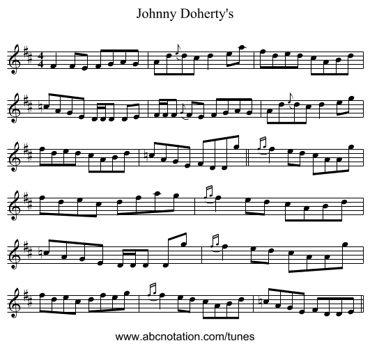 Johnny Doherty's - staff notation