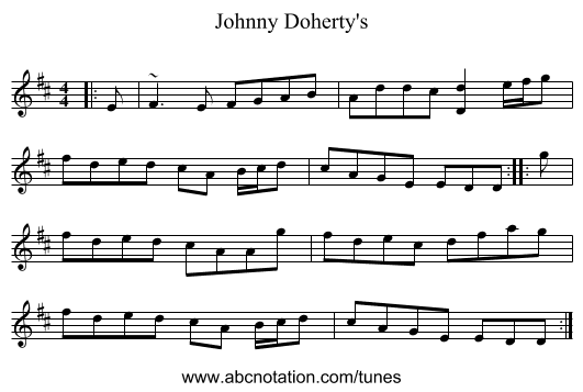 Johnny Doherty's - staff notation
