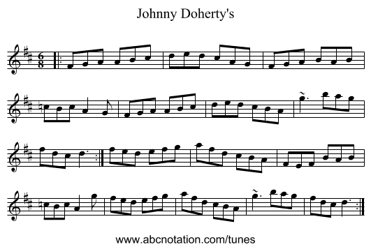 Johnny Doherty's - staff notation