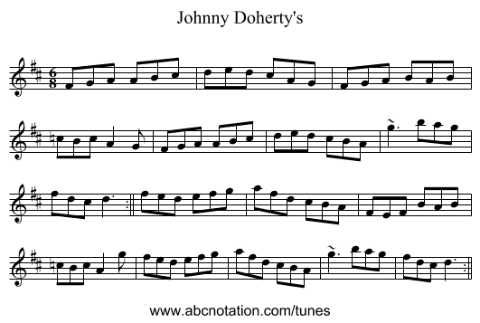 Johnny Doherty's - staff notation