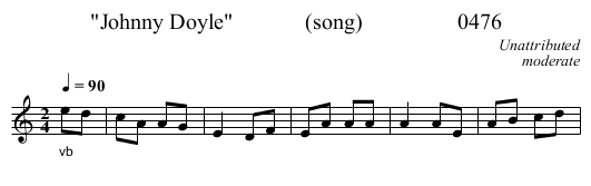 Johnny Doyle             (song)                 0476 - staff notation