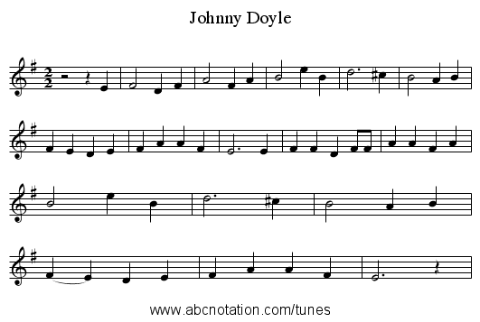 Johnny Doyle - staff notation