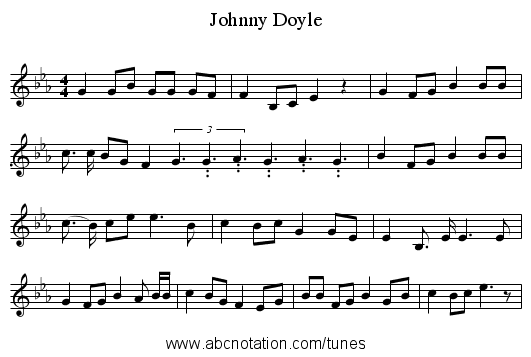 Johnny Doyle - staff notation