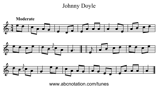 Johnny Doyle - staff notation
