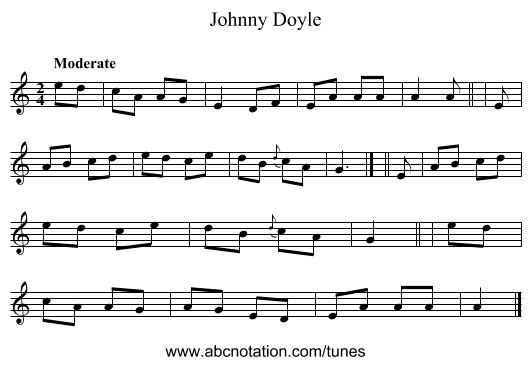 Johnny Doyle - staff notation