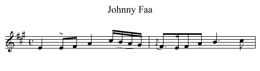 Johnny Faa - staff notation