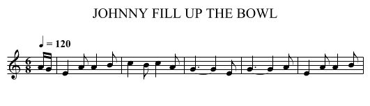 JOHNNY FILL UP THE BOWL - staff notation