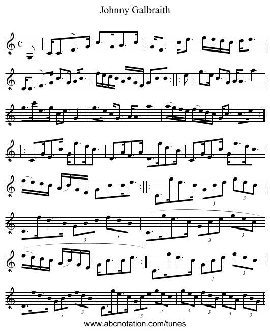 Johnny Galbraith - staff notation