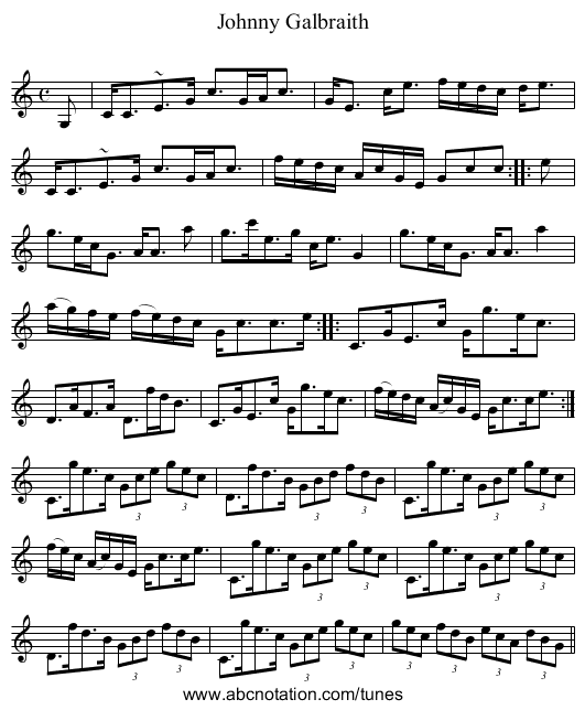 Johnny Galbraith - staff notation