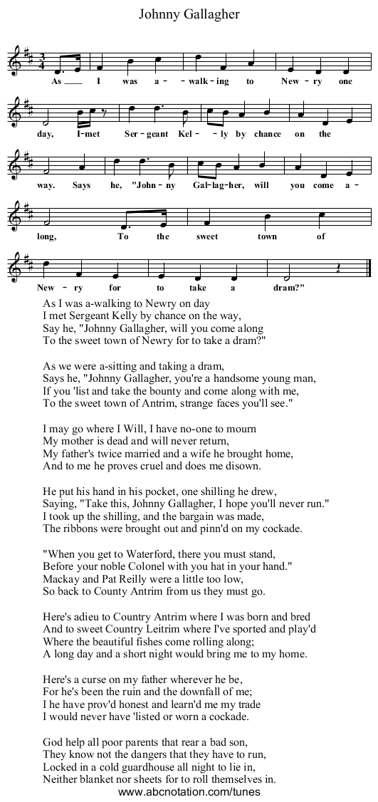 Johnny Gallagher - staff notation