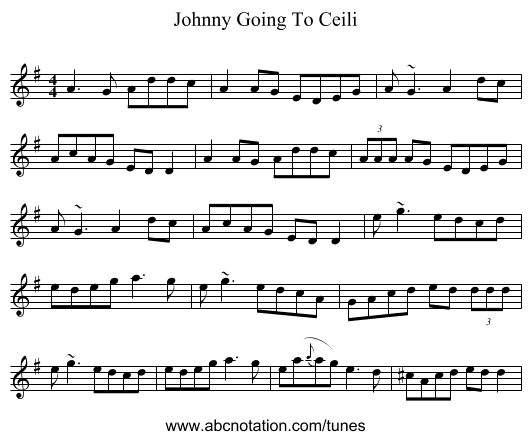 Johnny Going To Ceili - staff notation