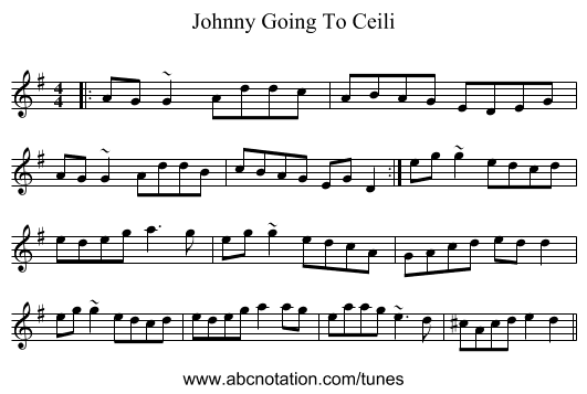 Johnny Going To Ceili - staff notation