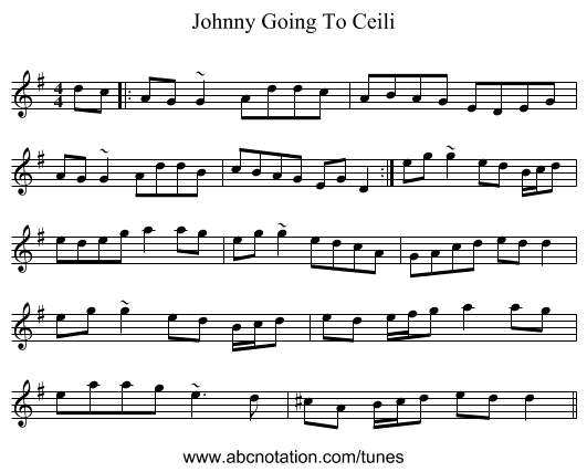 Johnny Going To Ceili - staff notation