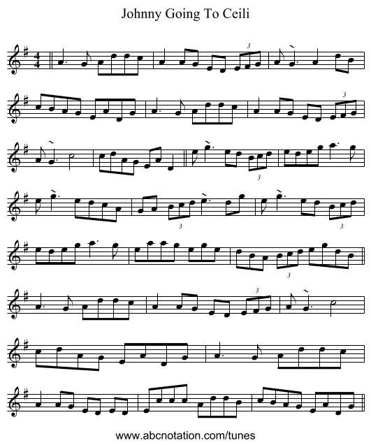 Johnny Going To Ceili - staff notation