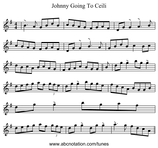 Johnny Going To Ceili - staff notation