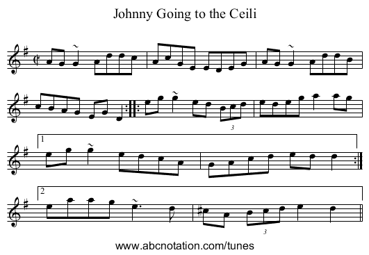 Johnny Going to the Ceili - staff notation