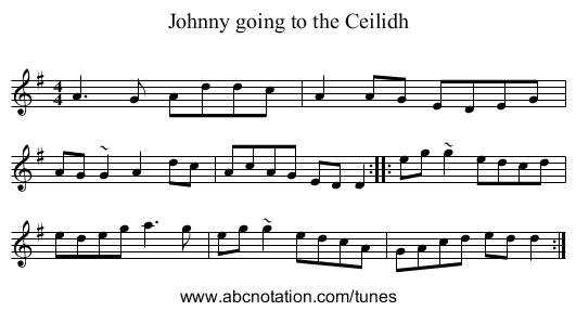 Johnny going to the Ceilidh - staff notation