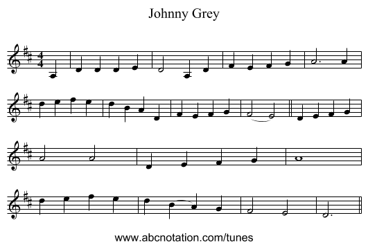 Johnny Grey - staff notation