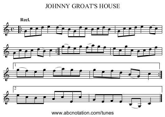 JOHNNY GROAT'S HOUSE - staff notation