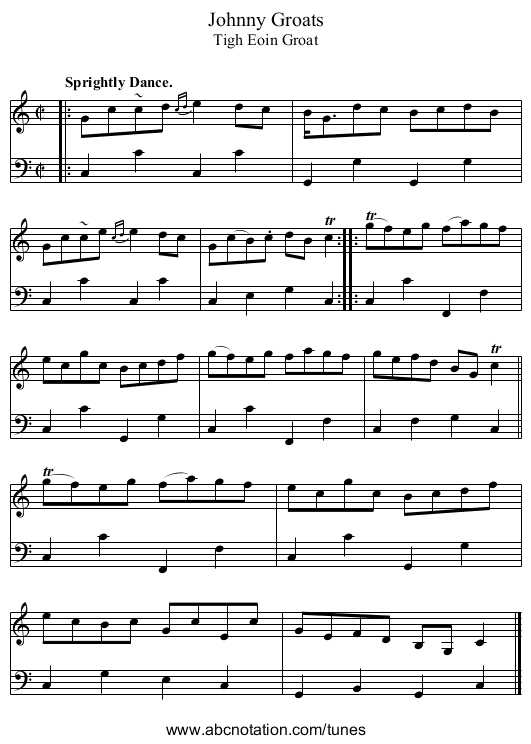 Johnny Groats - staff notation