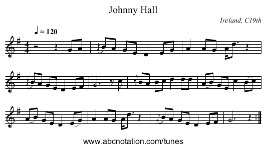 Johnny Hall - staff notation