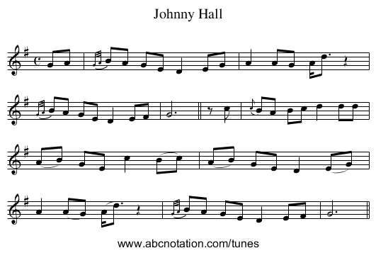 Johnny Hall - staff notation