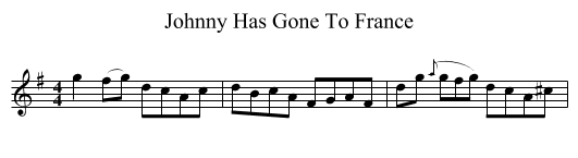 Johnny Has Gone To France - staff notation