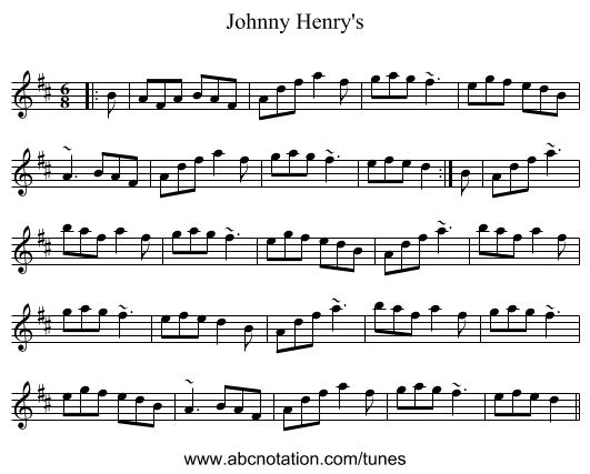 Johnny Henry's - staff notation