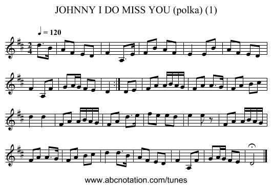 JOHNNY I DO MISS YOU (polka) (1) - staff notation