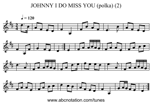 JOHNNY I DO MISS YOU (polka) (2) - staff notation