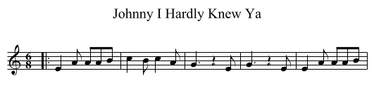 Johnny I Hardly Knew Ya - staff notation