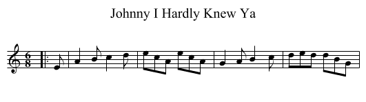 Johnny I Hardly Knew Ya - staff notation