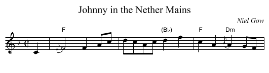 Johnny in the Nether Mains - staff notation