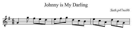 Johnny is My Darling - staff notation