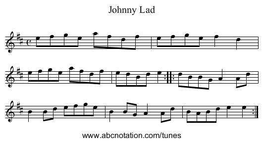 Johnny Lad - staff notation