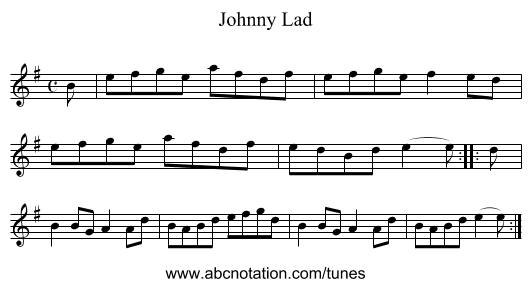 Johnny Lad - staff notation