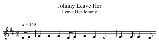 Johnny Leave Her - staff notation