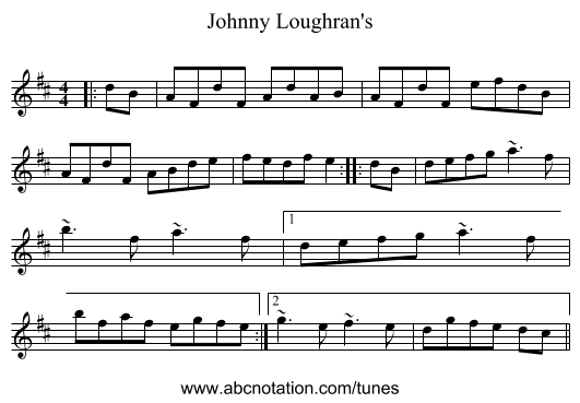 Johnny Loughran's - staff notation
