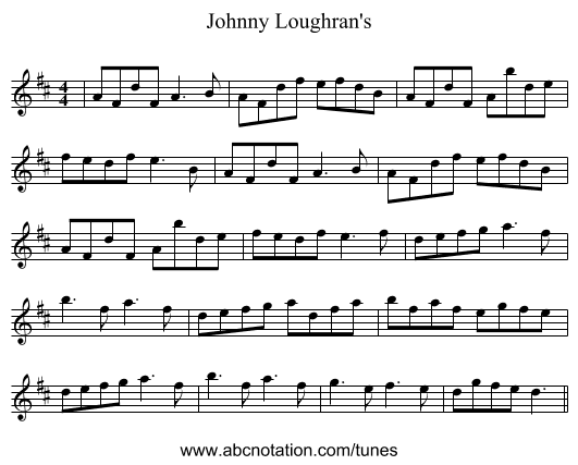 Johnny Loughran's - staff notation